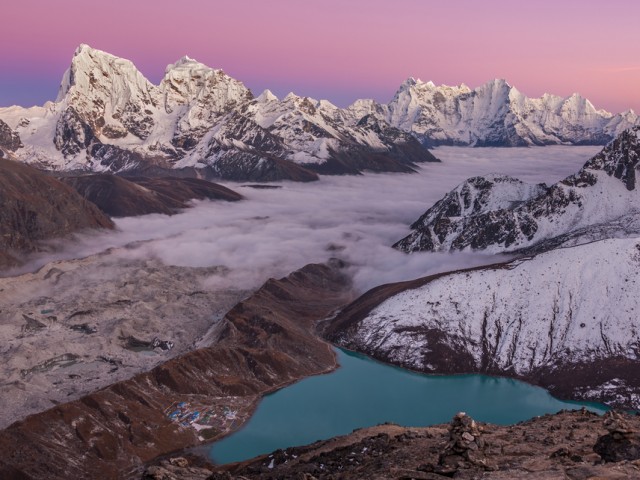 View from Gokyo Ri (5357 m) at Sunset