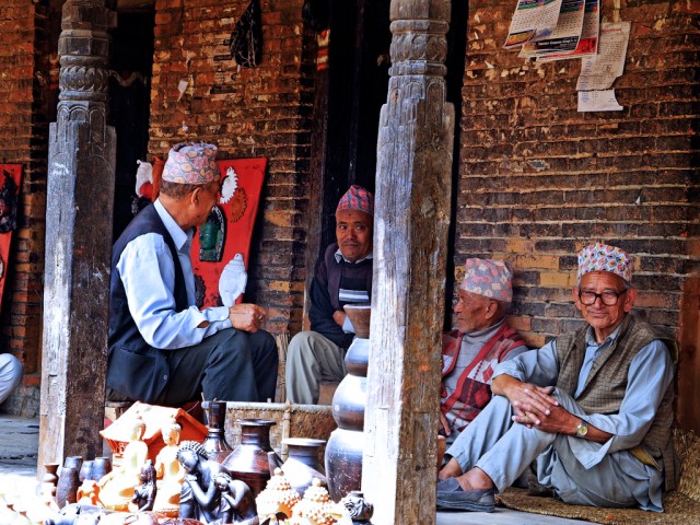 Having Tea in Communal Area Bhaktapur